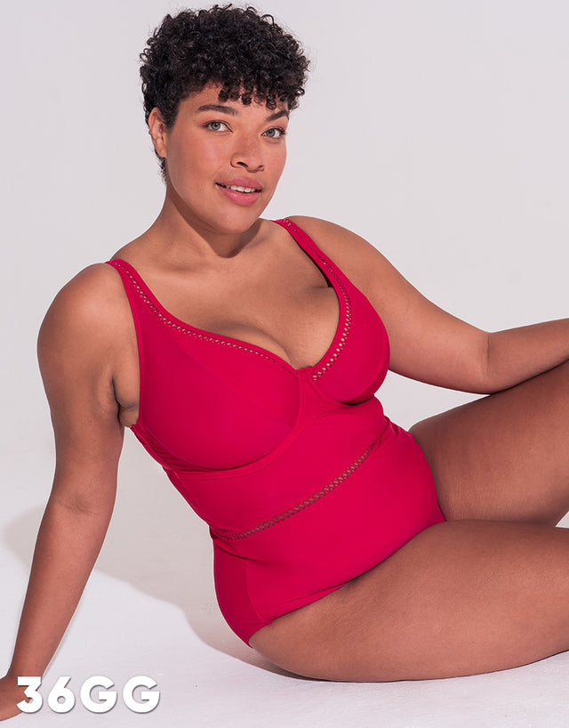 Curvy Kate First Class Multiway Plunge Swimsuit Red
