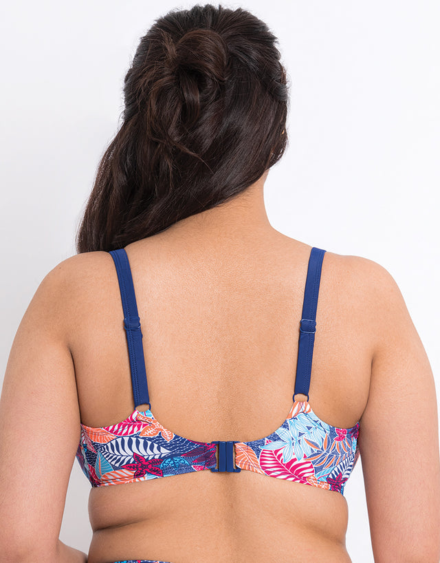 Flirtelle Antigua Reef Padded Balcony Bikini Top Navy Print