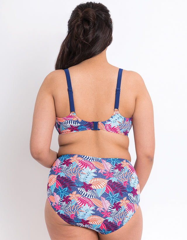 Flirtelle Antigua Reef High Waist Bikini Brief Navy Print