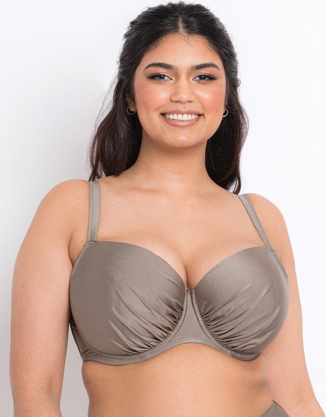 Flirtelle Fiji Sands Padded Balcony Bikini Top Stone