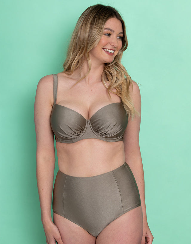 Flirtelle Fiji Sands Padded Balcony Bikini Top Stone