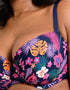 Flirtelle Hawaii Sands Padded Balcony Bikini Top Navy Print