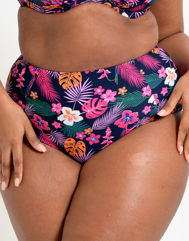Flirtelle Hawaii Sands High Waist Bikini Brief Navy Print