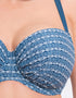 Flirtelle Malibu Marina Padded Balcony Bikini Top Navy Print