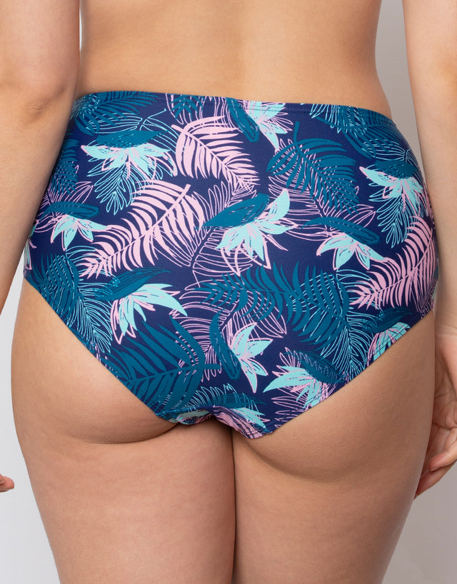 Flirtelle Palm Bay High Waist Bikini Brief Navy Print