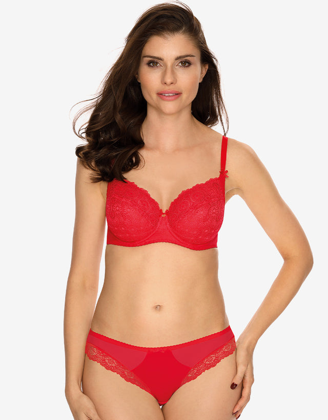 Bella Misteria Lace Fantasy Balconette Bra Red