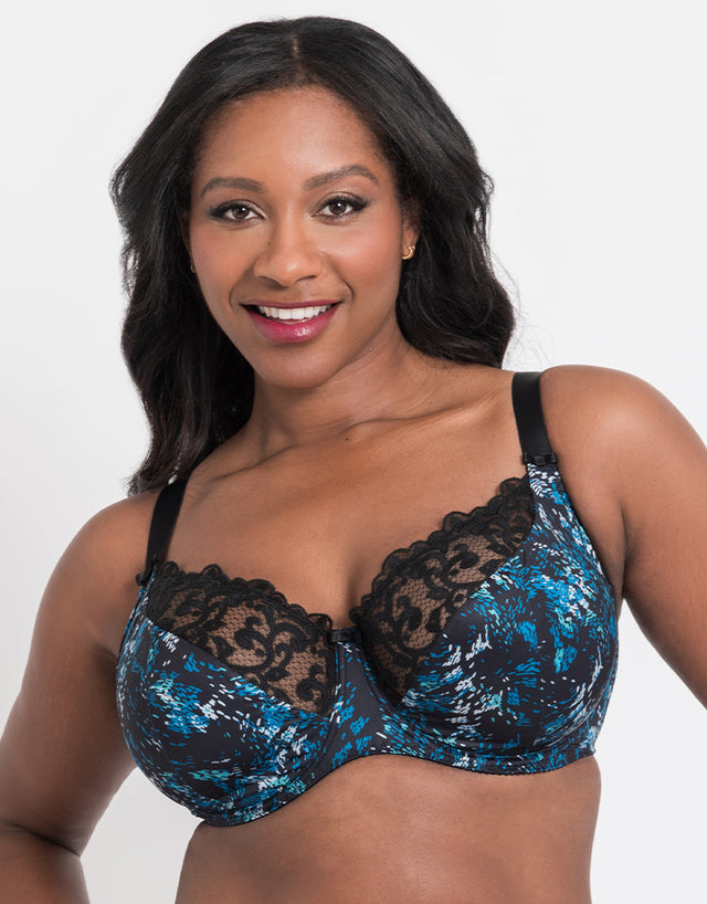 Flirtelle Swirl Balcony Bra Black/Blue Print
