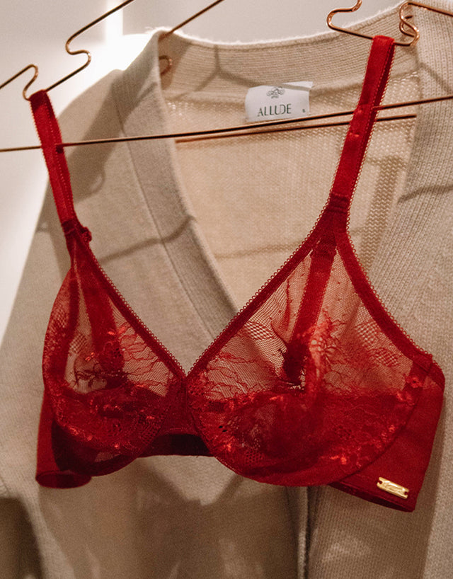 Gossard Glossies Lace Sheer Bra Bordeaux