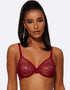 Gossard Glossies Lace Sheer Bra Bordeaux