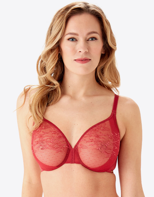 Gossard Glossies Lace Sheer Bra Raspberry