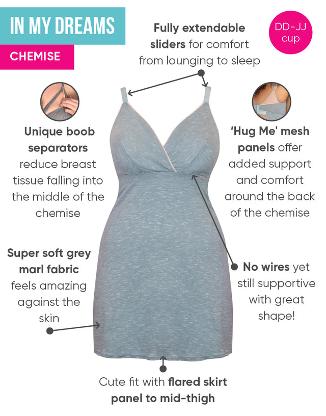 Curvy Kate In My Dreams Chemise Grey/Peach