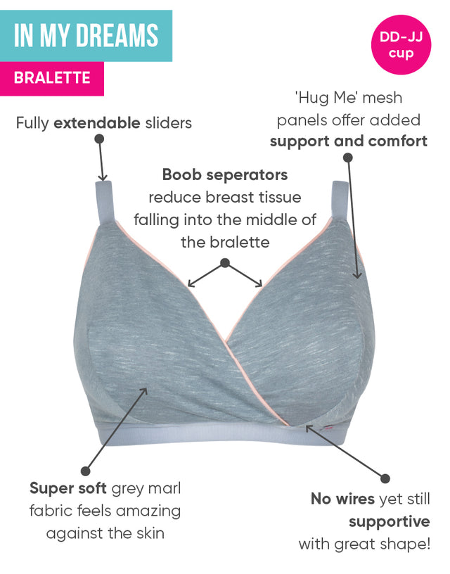Curvy Kate In My Dreams Non-Wired Bralette Grey/Peach