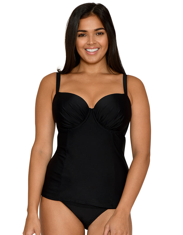 Curvy Kate Maya Padded Balcony Tankini Top Black