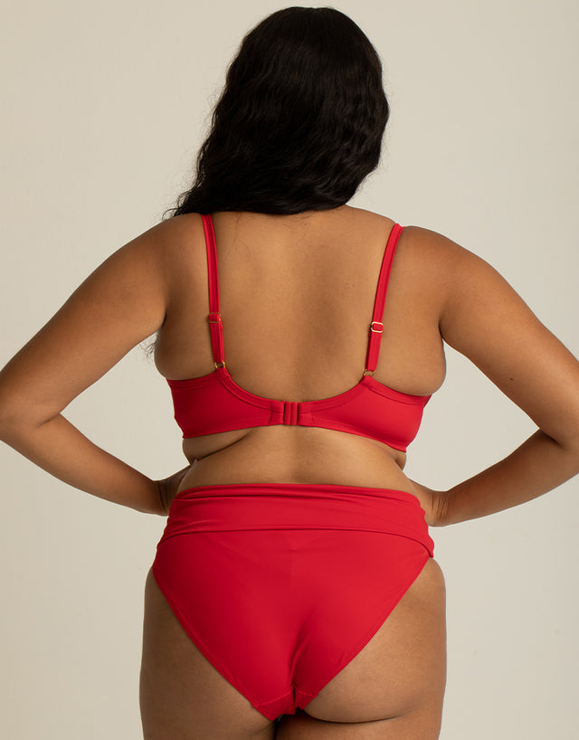 Miss Mandalay Boudoir Beach Fold Over Brief Crimson