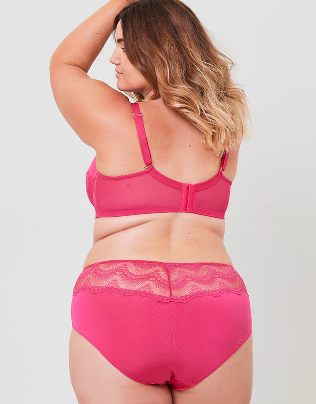 Oola Fan Lace Half Cup Bra Bright Pink