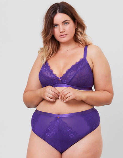 Oola Lace & Logo Bralette Purple – Brastop UK