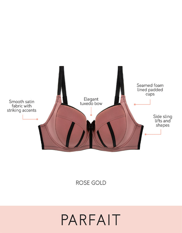 Parfait Charlotte Padded Balconette Bra Rose Gold/Black