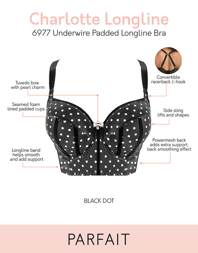 Parfait Charlotte Longline Bra Black Dot
