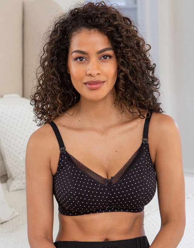Pour Moi Love to Lounge Cotton Nursing Bra Black/White Spot