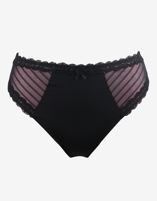 Pour Moi Luxe Linear High Leg Brief Black/Blush