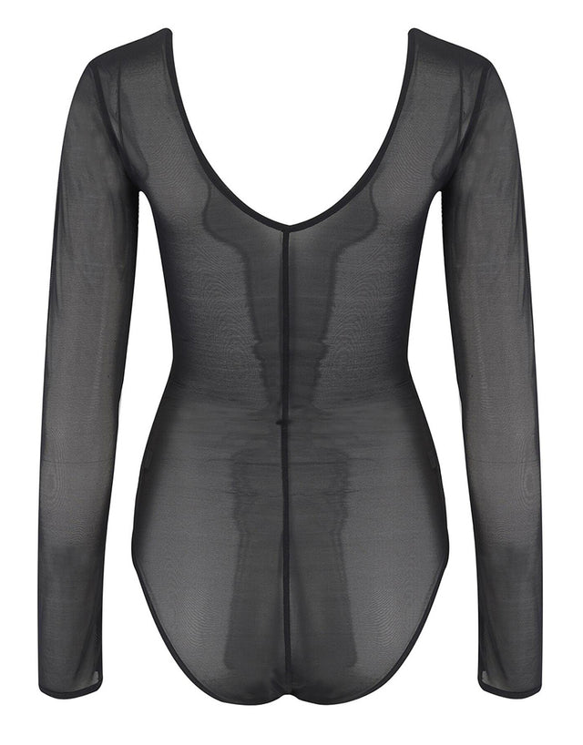 Pour Moi Make a Scene Long Sleeve Mesh Body Black