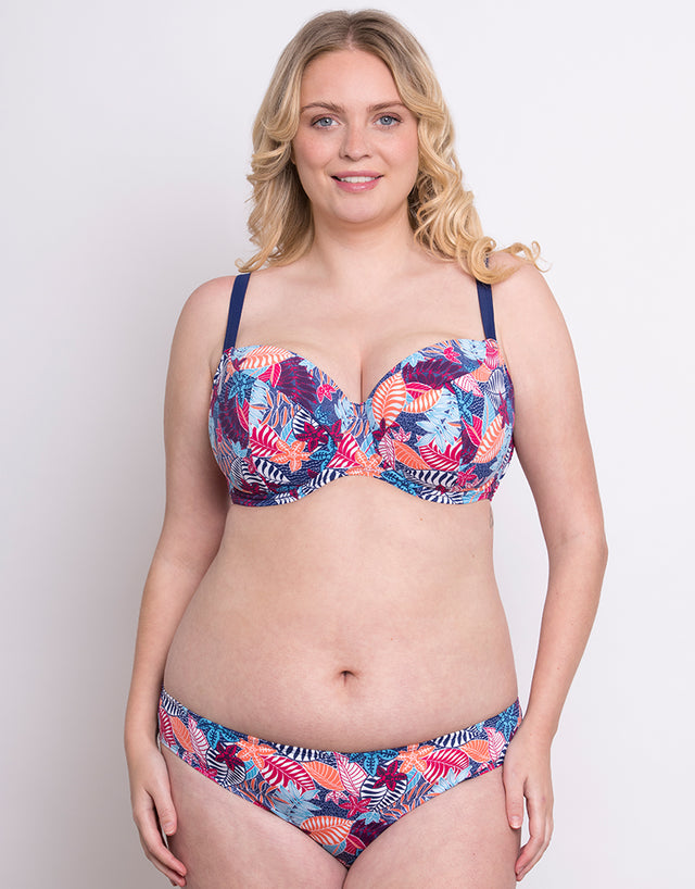 Flirtelle Antigua Reef Padded Balcony Bikini Top Navy Print