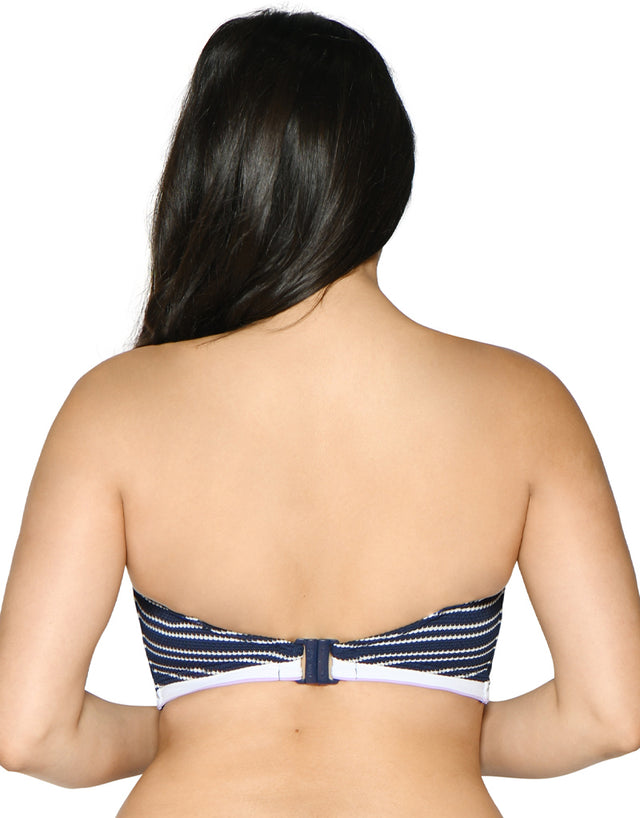 Curvy Kate Sailor Girl Padded Bandeau Bikini Top Navy Stripe