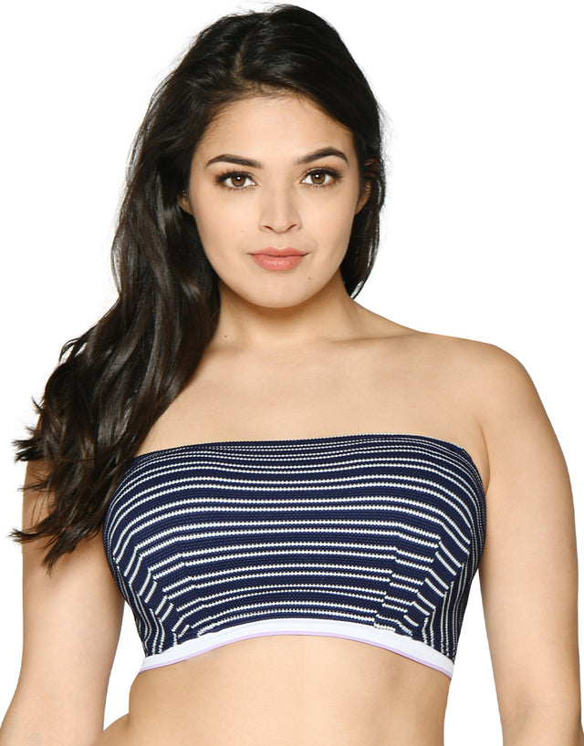 Curvy Kate Sailor Girl Padded Bandeau Bikini Top Navy Stripe
