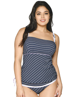 Curvy Kate Sailor Girl Padded Balcony Tankini Top Navy Stripe