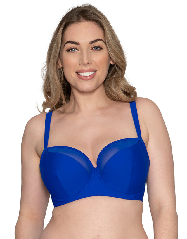 Curvy Kate Sheer Class Padded Balcony Bikini Top Cobalt