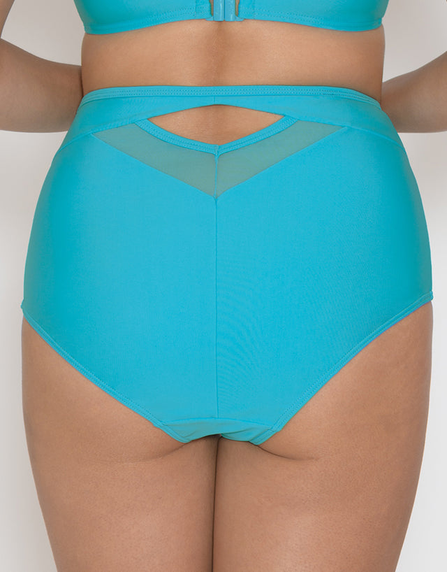 Curvy Kate Sheer Class High Waist Bikini Brief Turquoise