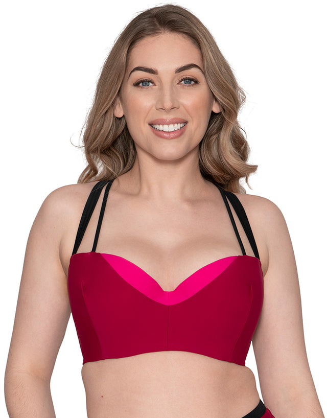 Curvy Kate Subtropic Padded Balcony Bikini Top Cherry Red/Pink